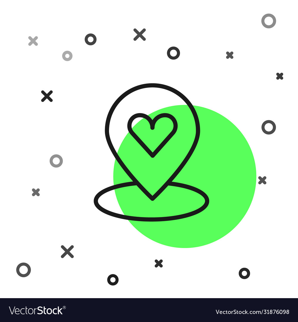 Black line map pointer with heart icon isolated vector image Black line map pointer with heart icon isolated