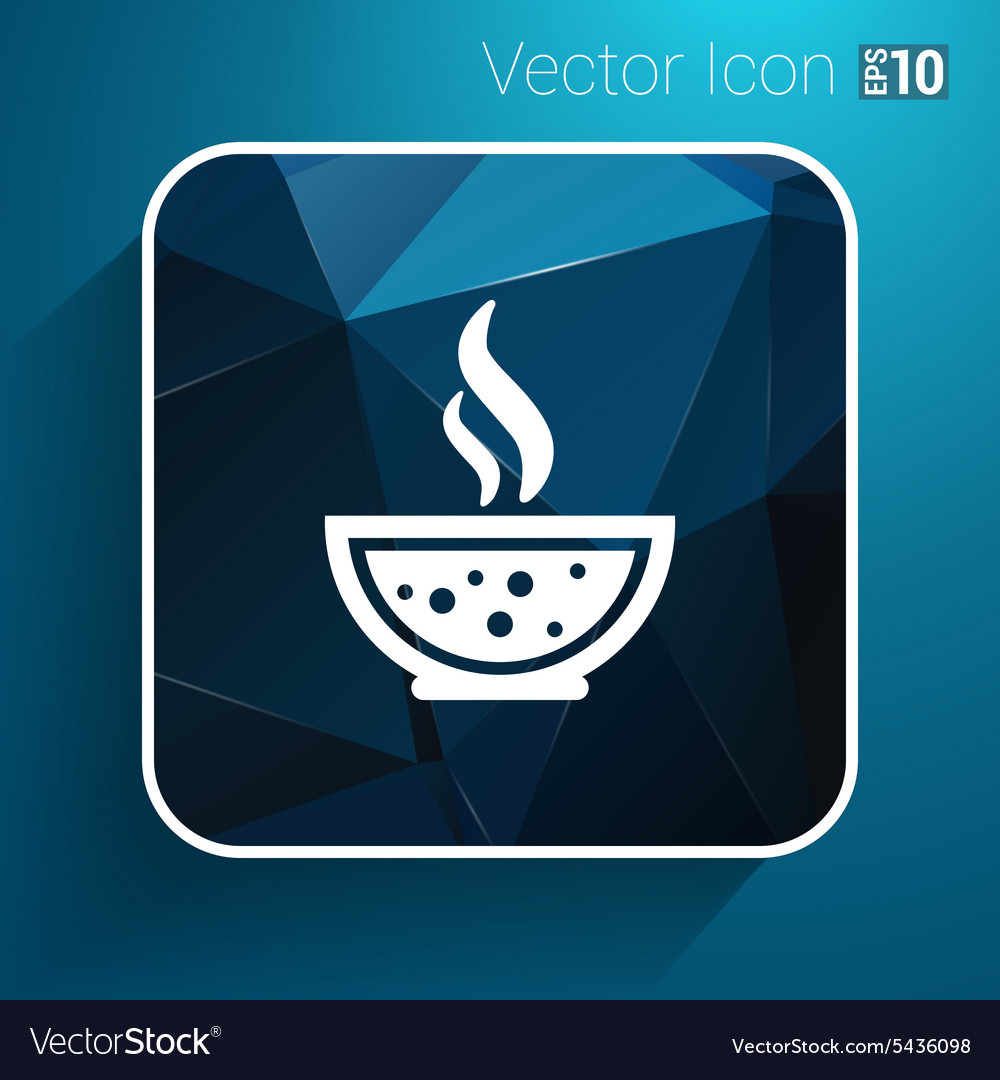 Bowl of hot soup with spoon line art icon