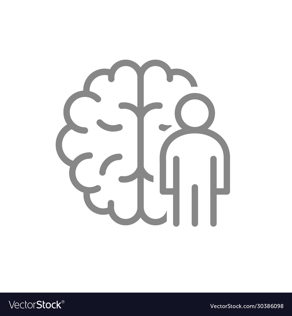 Gehirn mit Mann Linie Icon zentralen Nervensystem vector image Gehirn mit Mann Linie Icon zentralen Nervensystem