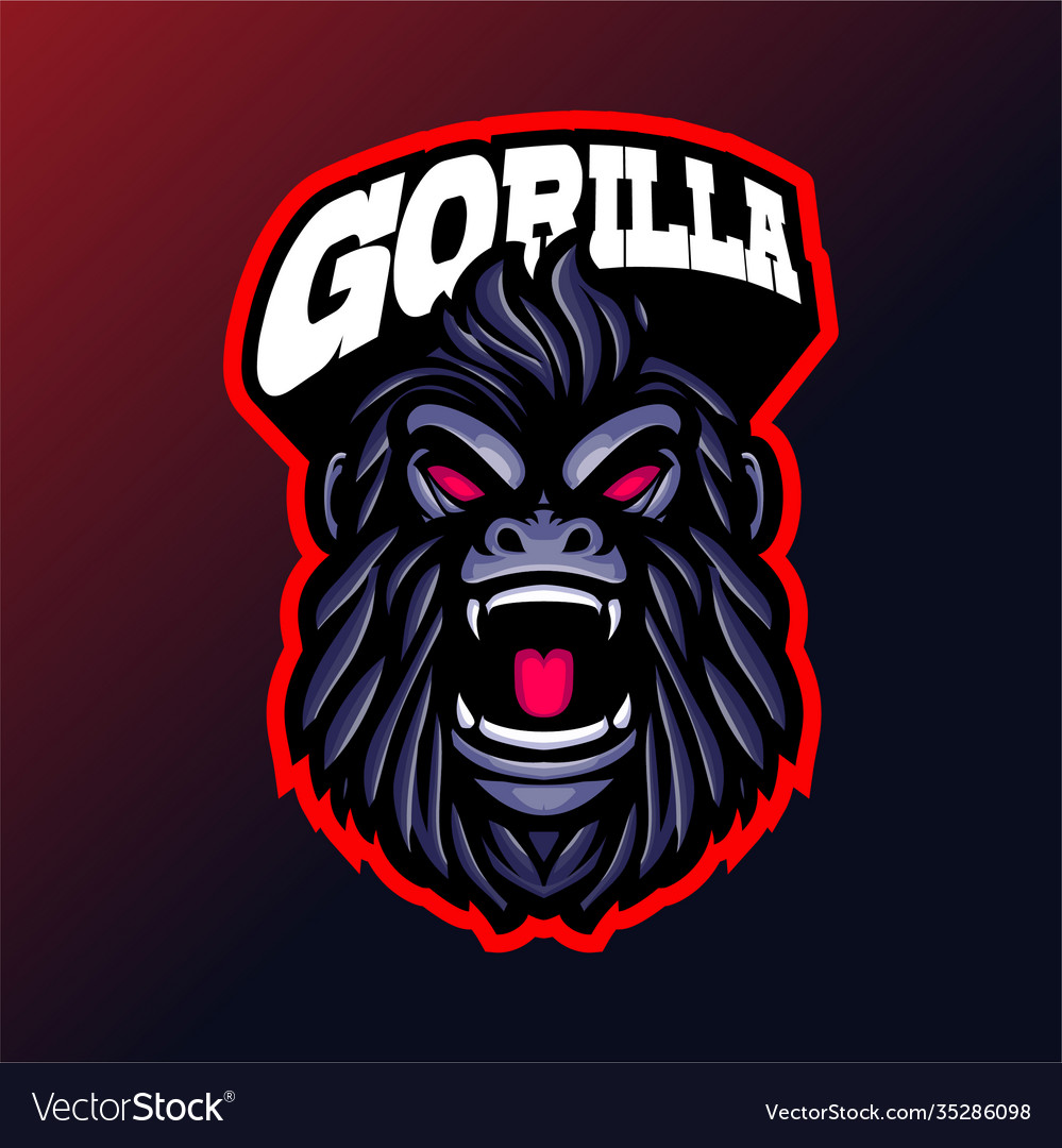 Cruel gorilla head mascot logo Royalty Free Vector Image