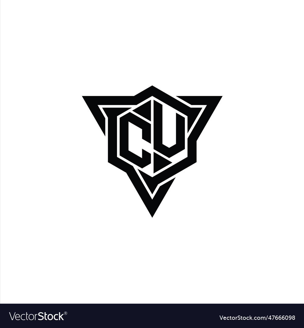 Cv logo monogram hexagon shape with triangle Vector Image Cv logo monogram hexagon shape with triangle