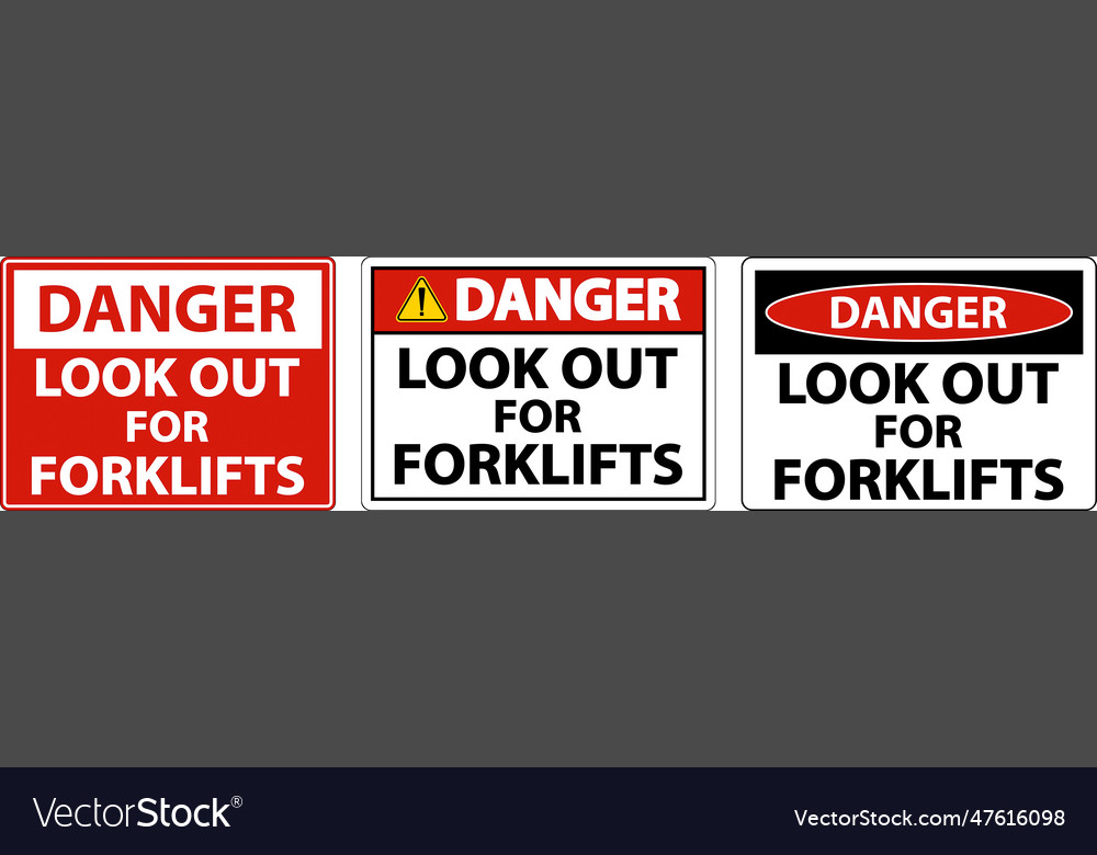 Danger look out for forklifts sign on white