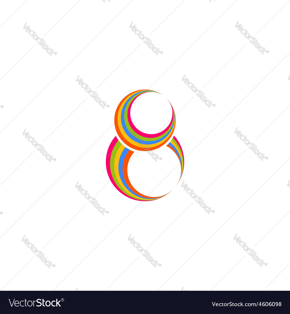 Eight 8 logo abstract colored rings infinity Vector Image