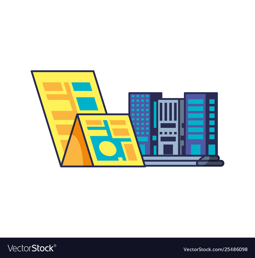 Facade building urban with map guide