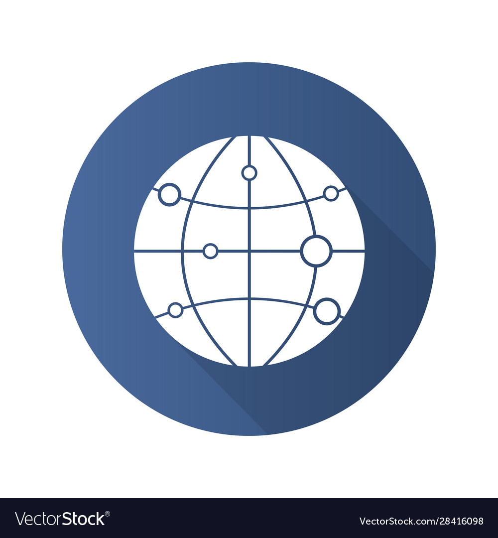 Globe model with route points flat design long