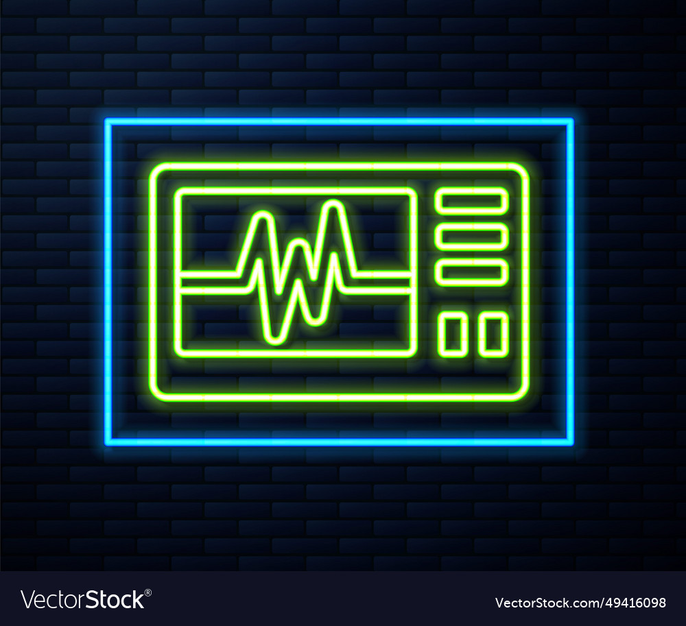 Glowing neon line computer monitor vector image Glowing neon line computer monitor