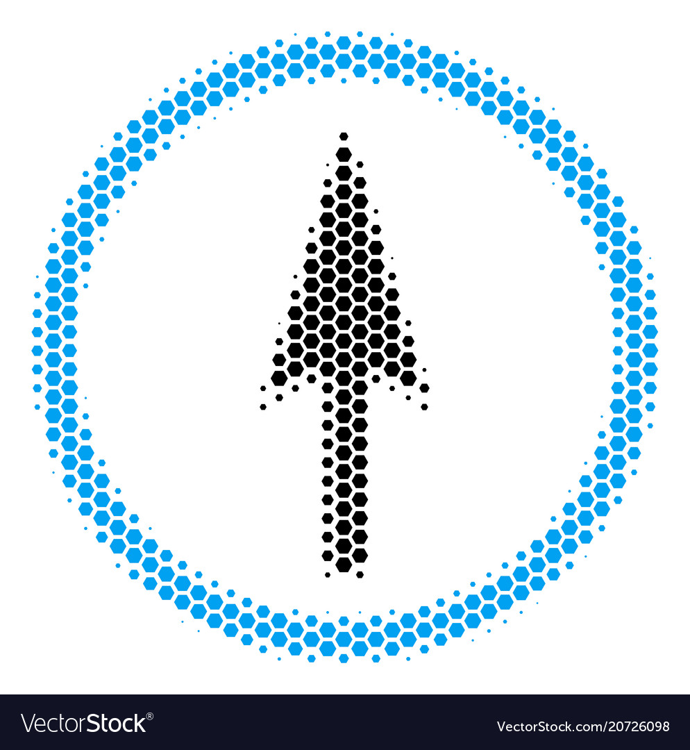 Hexagon halftone sharp rounded arrow icon
