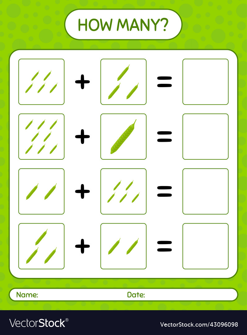 How many counting game with petai worksheet