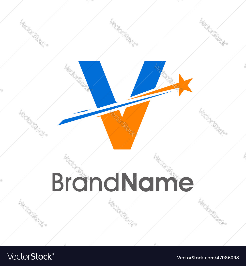 Initial v meteor star logo Royalty Free Vector Image