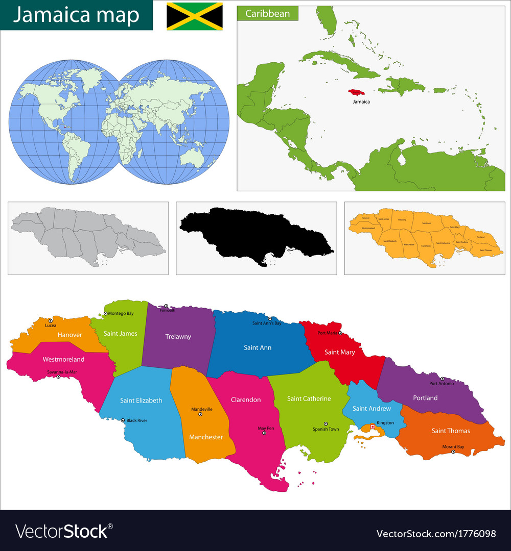 Map of Jamaica Royalty Free Vector Image - VectorStock