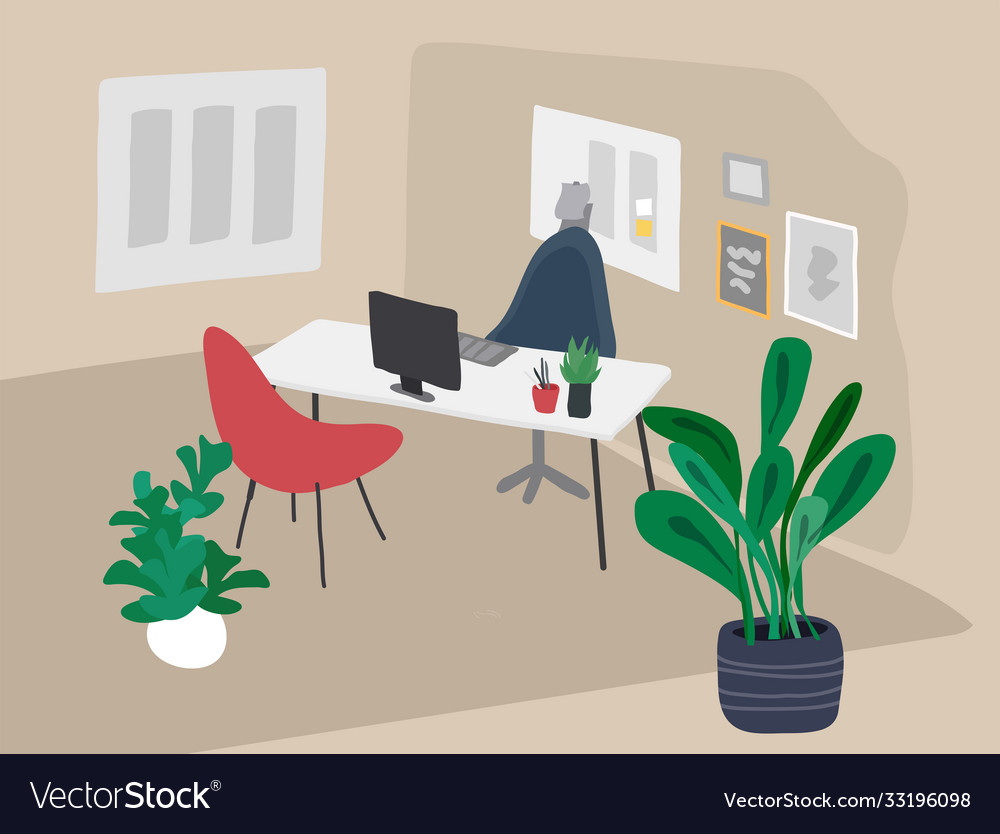 Office with houseplants