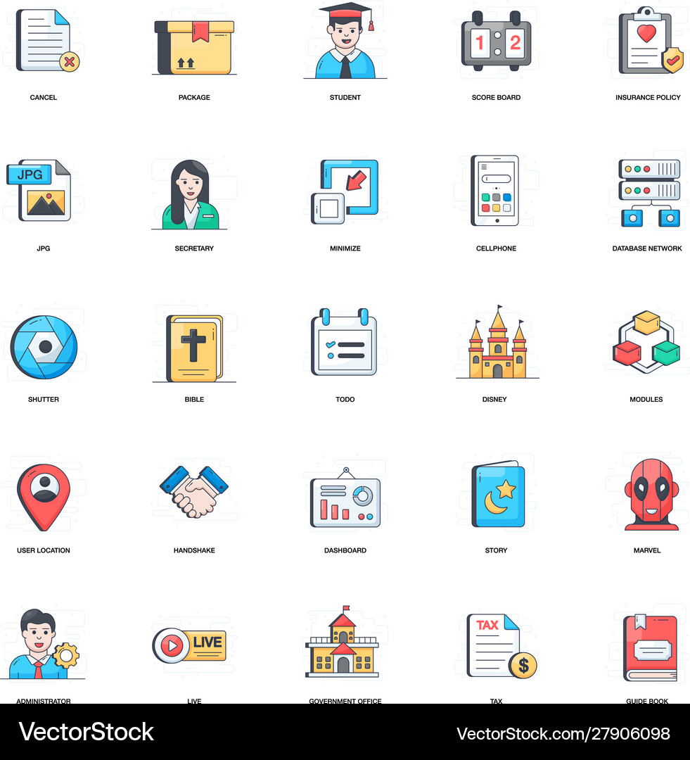 Pack logistics flat icons Royalty Free Vector Image