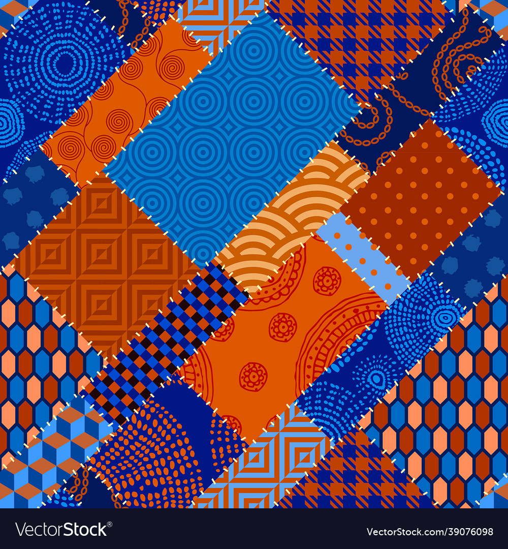 Patchwork textile pattern seamless quilting