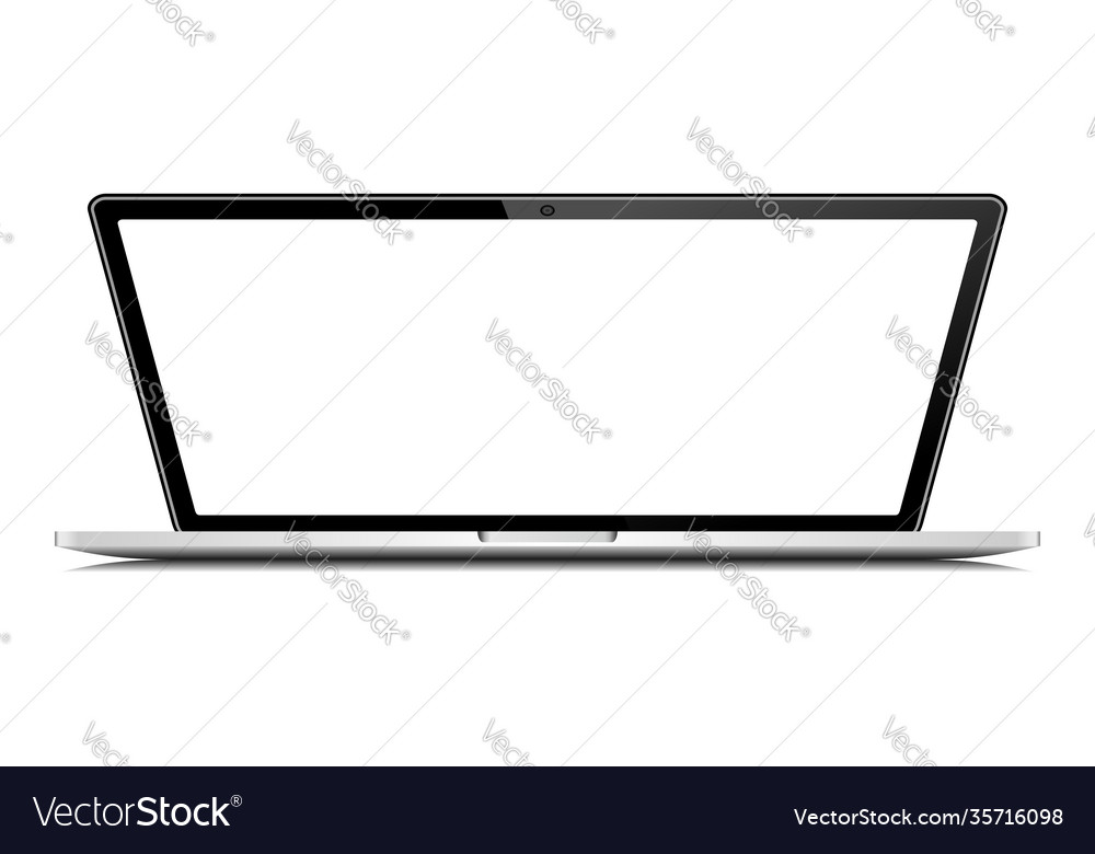 Realistic notebook with blank screen computer