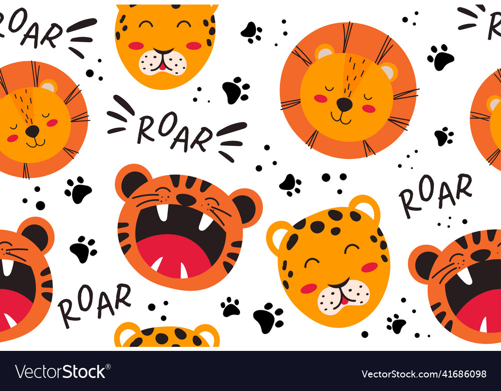 Seamless pattern with tigers vector image Seamless pattern with tigers