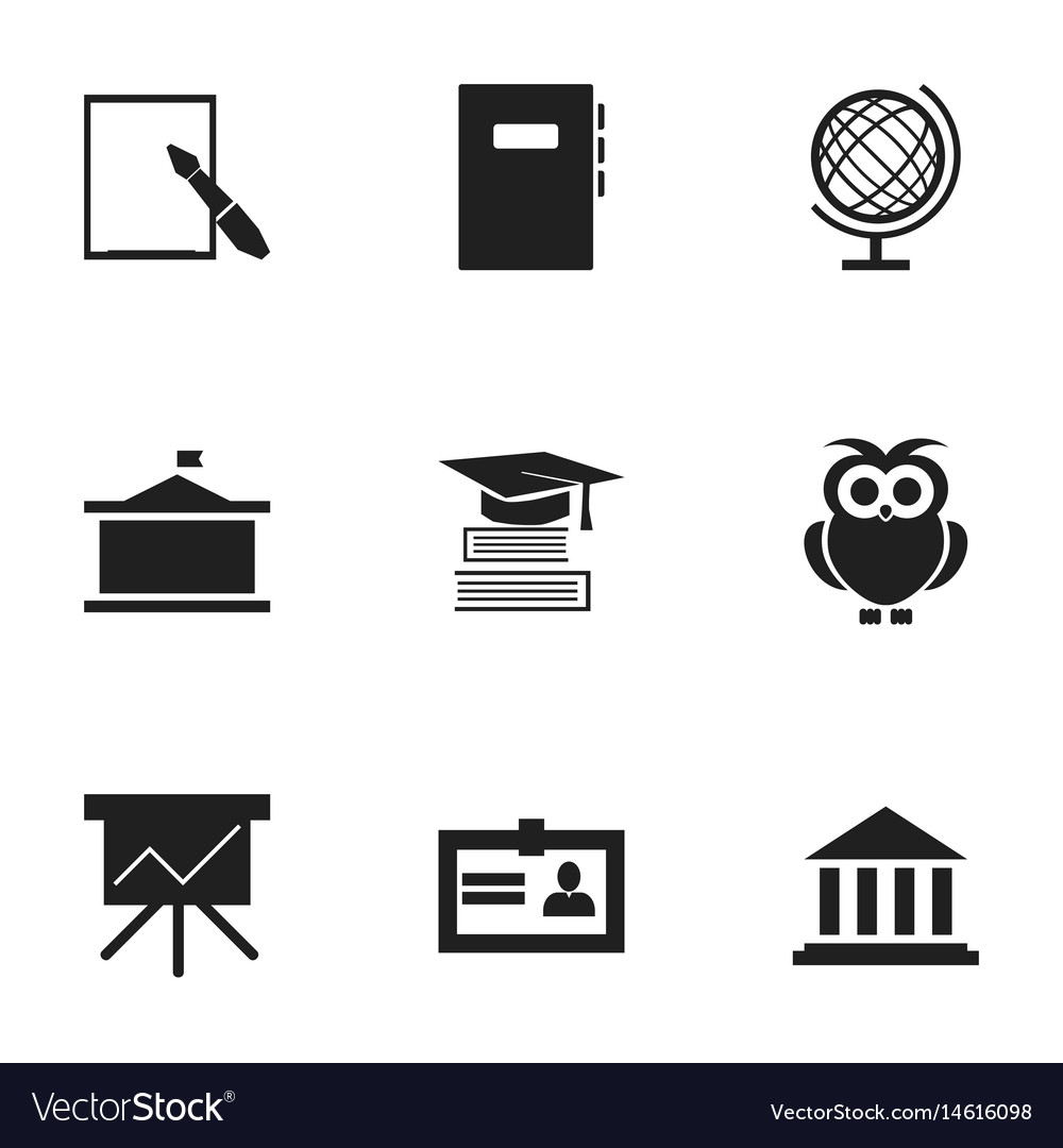 Set of 9 editable university icons includes