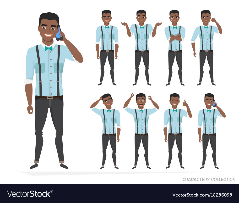 Set of emotions for black african american