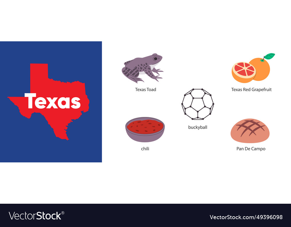 Texas states map shape symbol object buckyballs