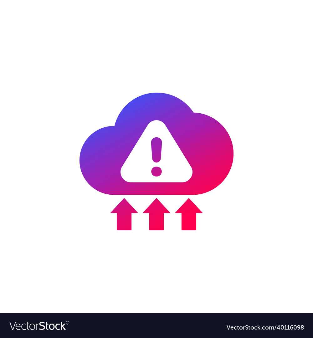 Warning upload error icon with a cloud