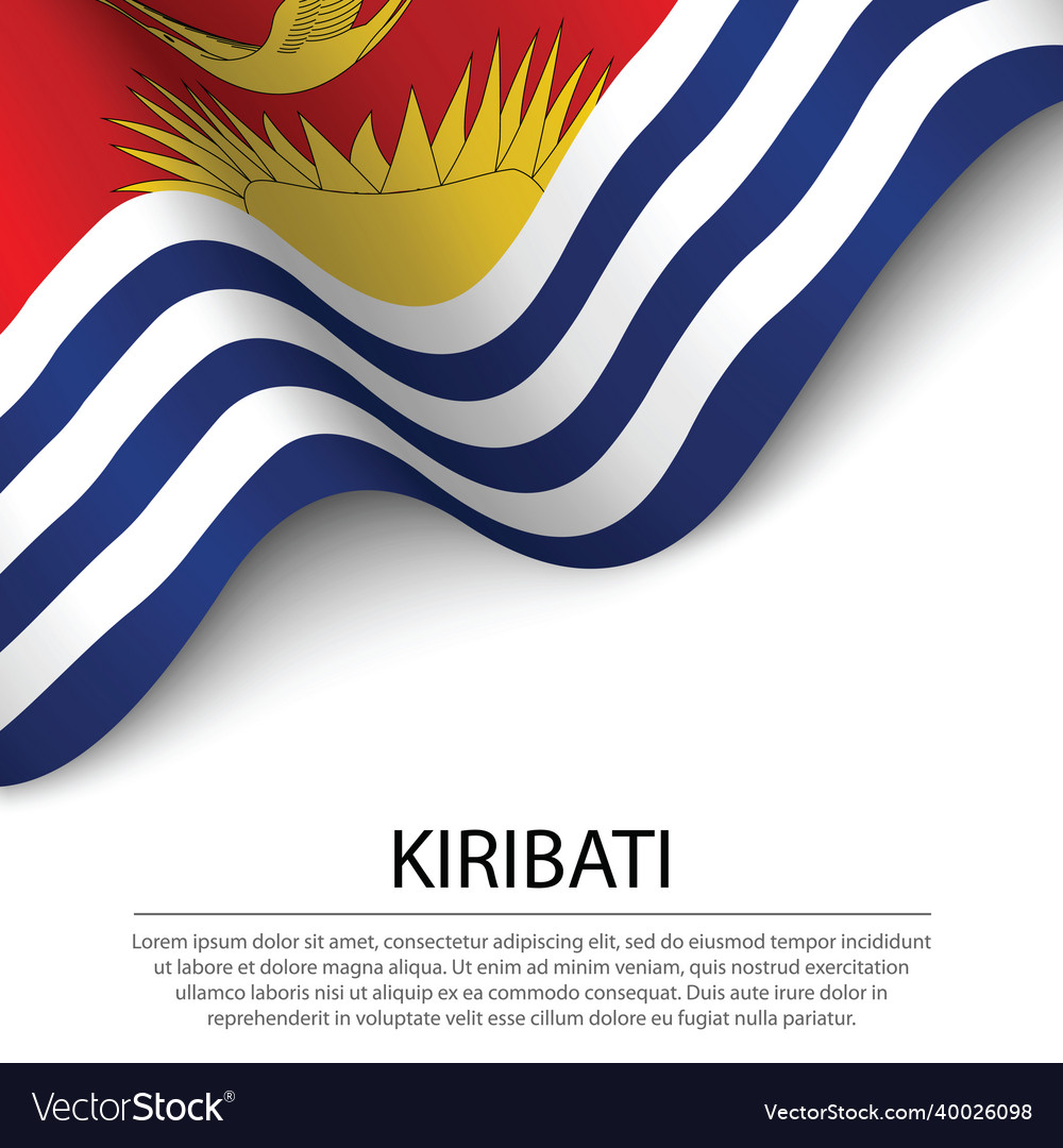 Waving flag of kiribati on white background