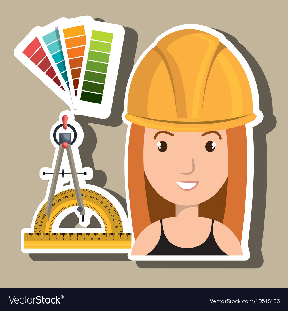 Architect woman tools icons