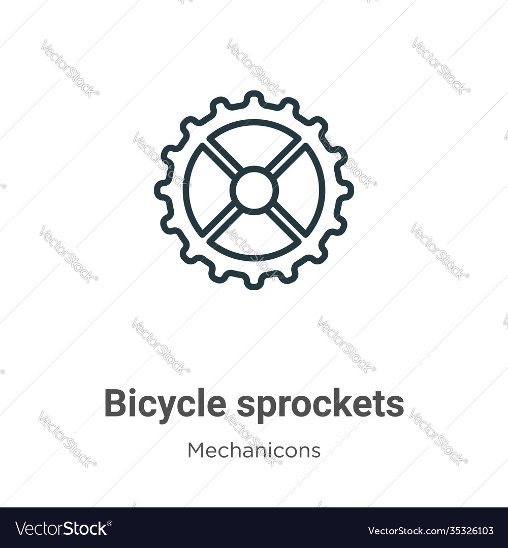 Bicycle sprockets outline icon thin line black