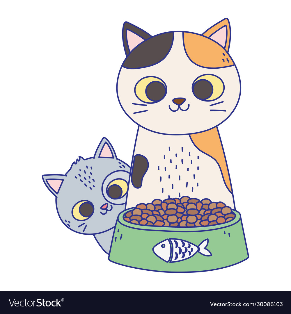 Cats make me happy cute with bowl food Royalty Free Vector Cats make me happy cute with bowl food Royalty Free Vector