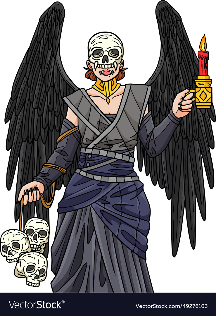 Halloween angel of death cartoon colored clipart Vector Image