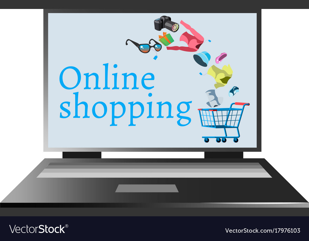 Online shopping on the computer Royalty Free Vector Image