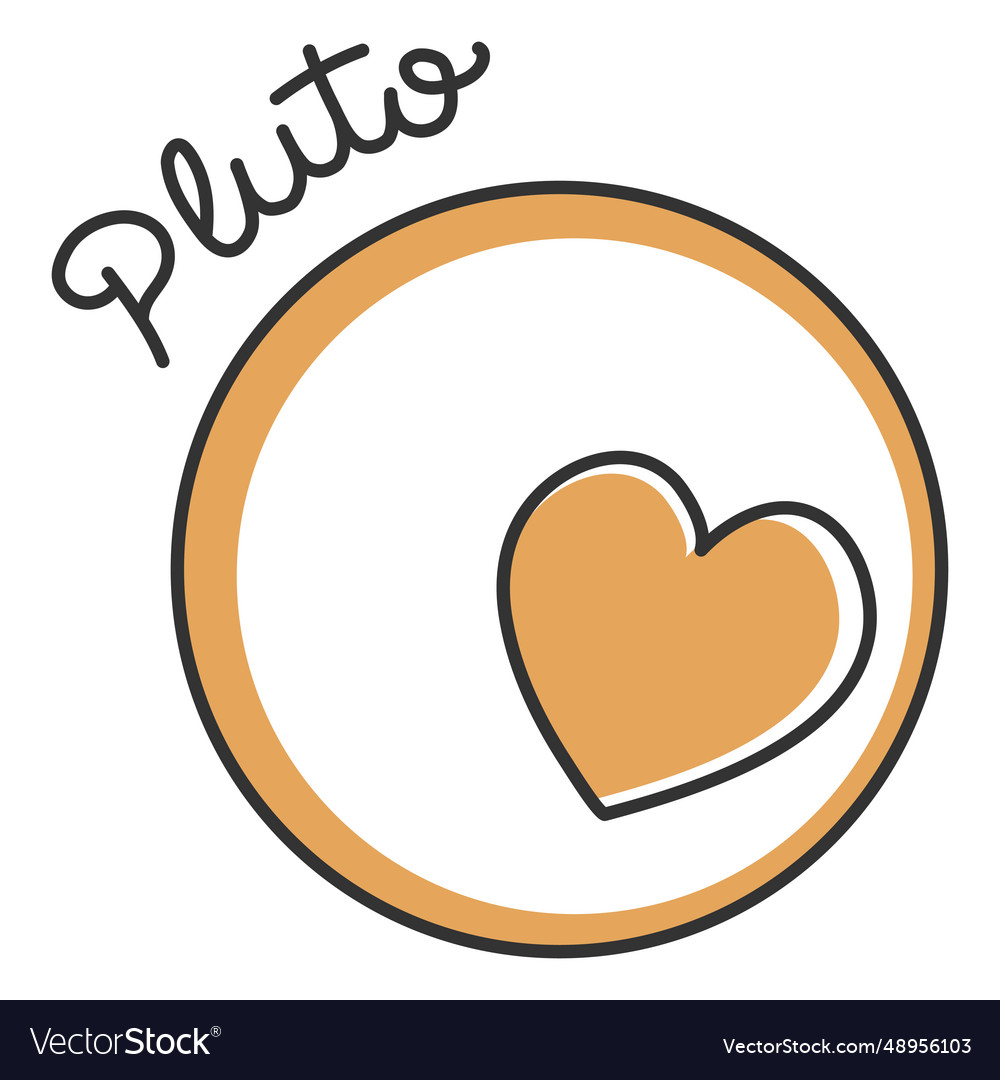 Pluto heart simple solar system planet Royalty Free Vector