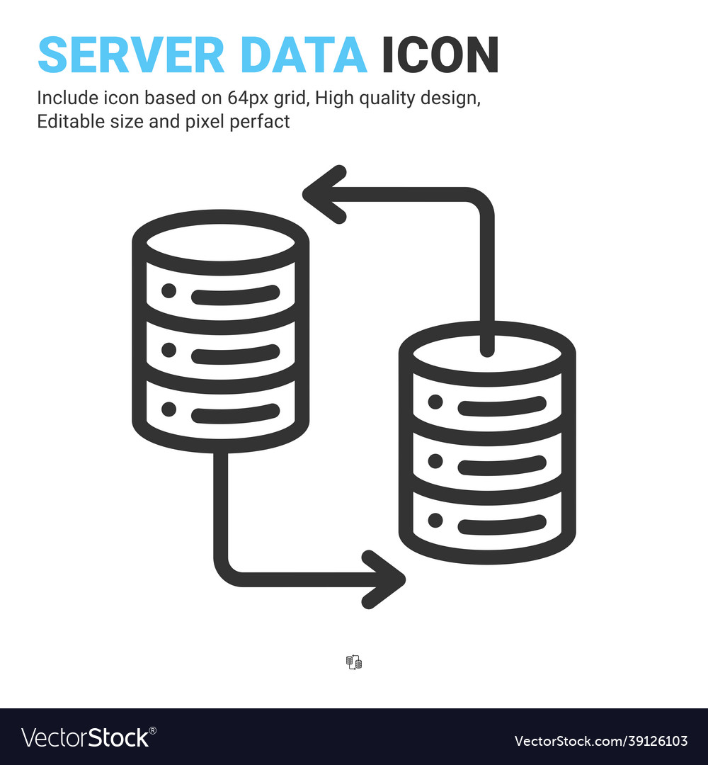 Server data icon with outline style isolated vector image Server data icon with outline style isolated