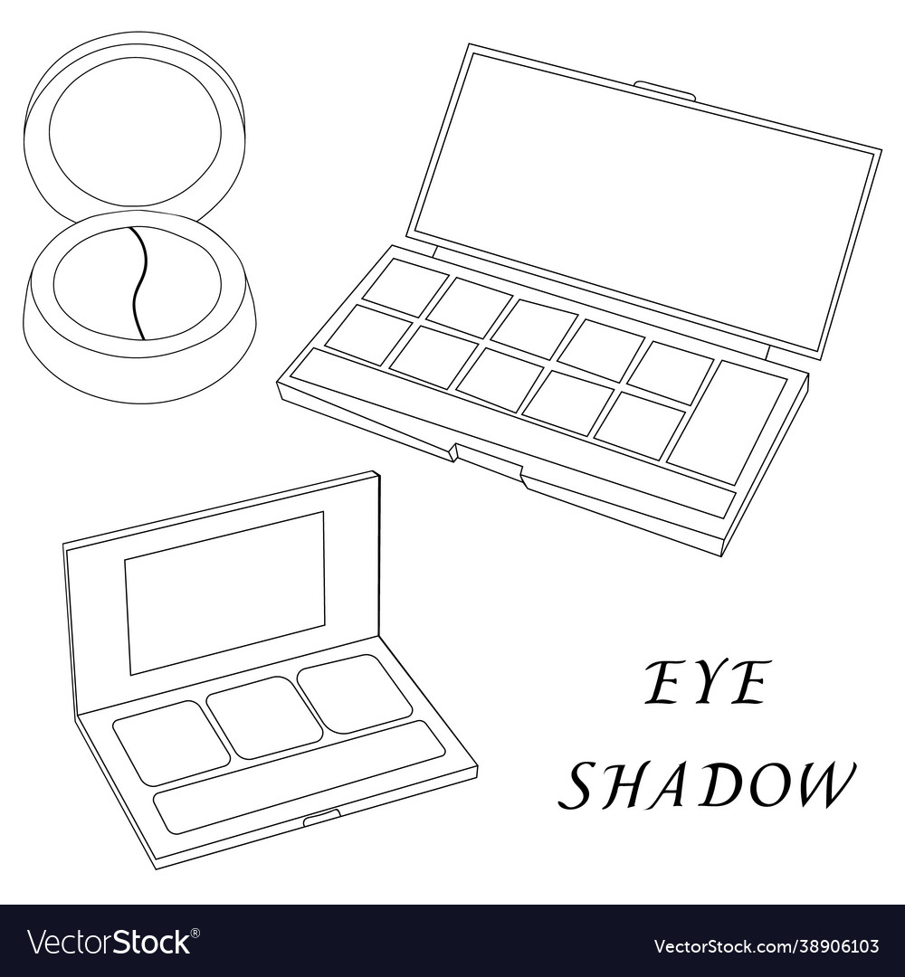Set eye shadow outline isolated objects