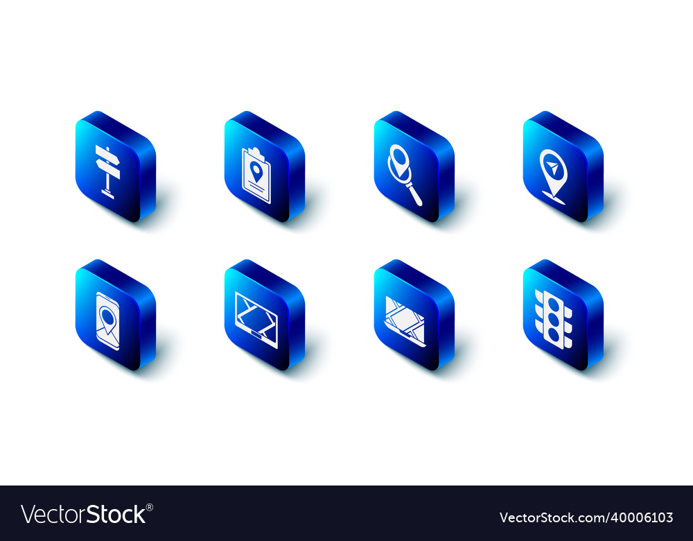 Set folded map with location marker search Vector Image Set folded map with location marker search