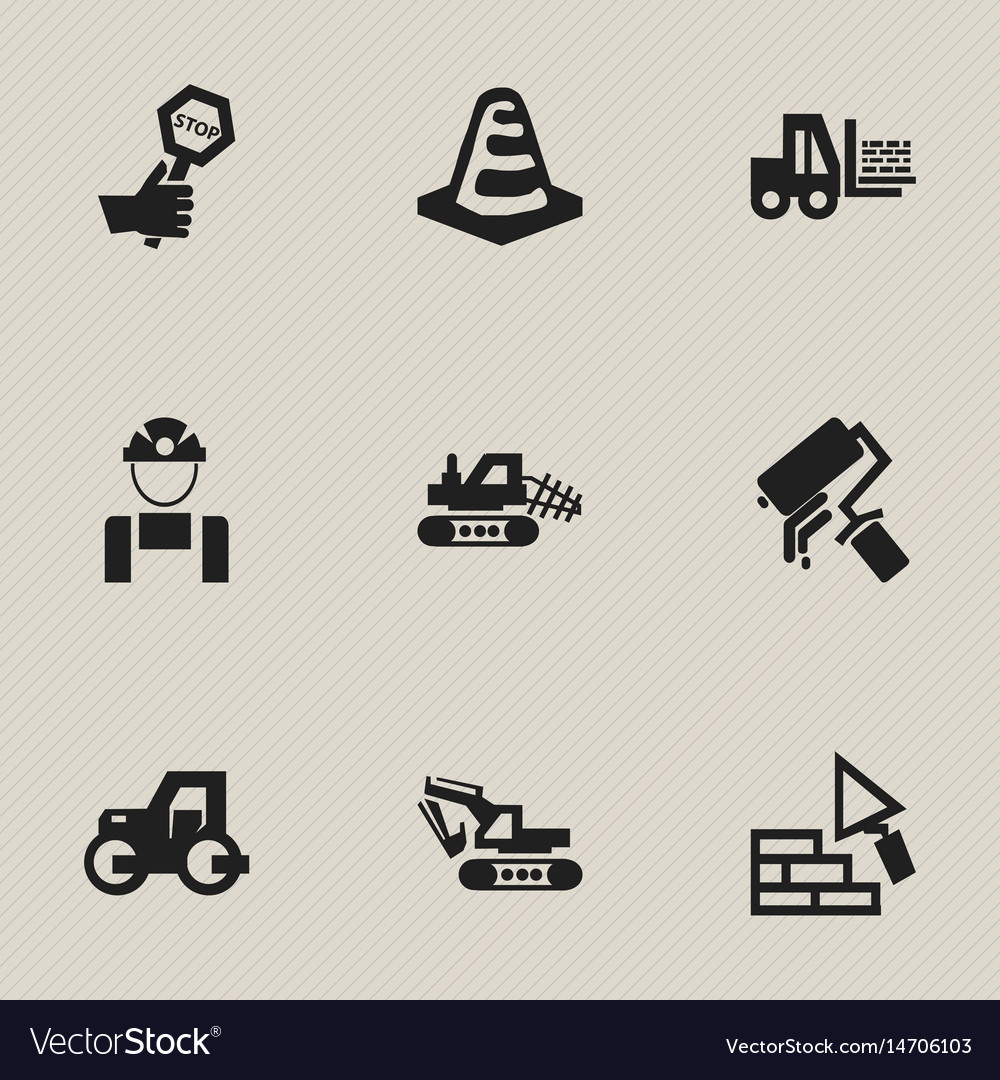 Set of 9 editable building icons includes symbols