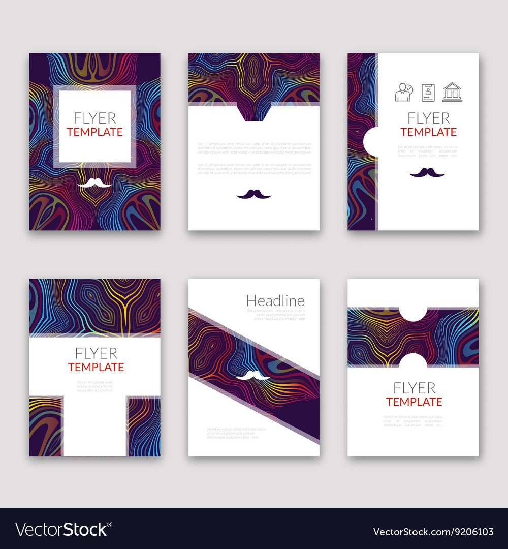 Set of brochures in lines pattern style beautiful