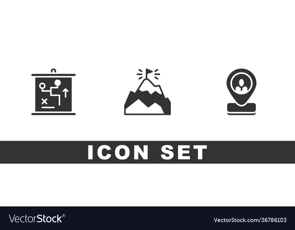 Set planning strategy concept mountains with flag