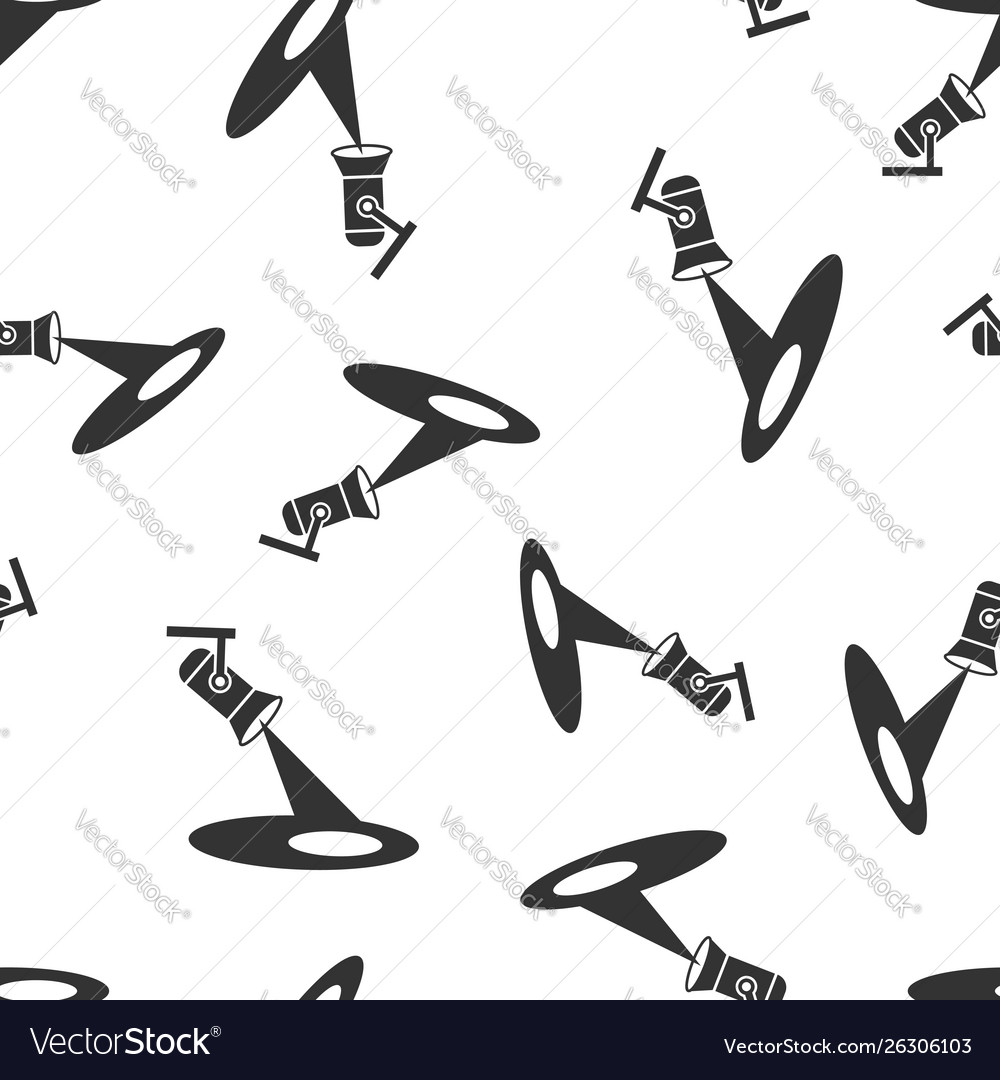 Spotlight icon seamless pattern background lamp vector image Spotlight icon seamless pattern background lamp