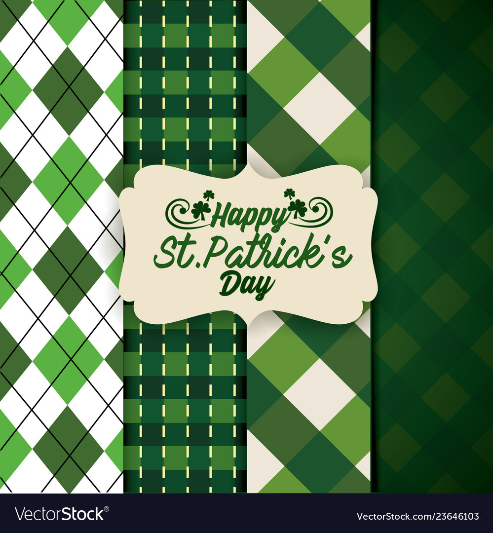 St patrick label with texture figures background