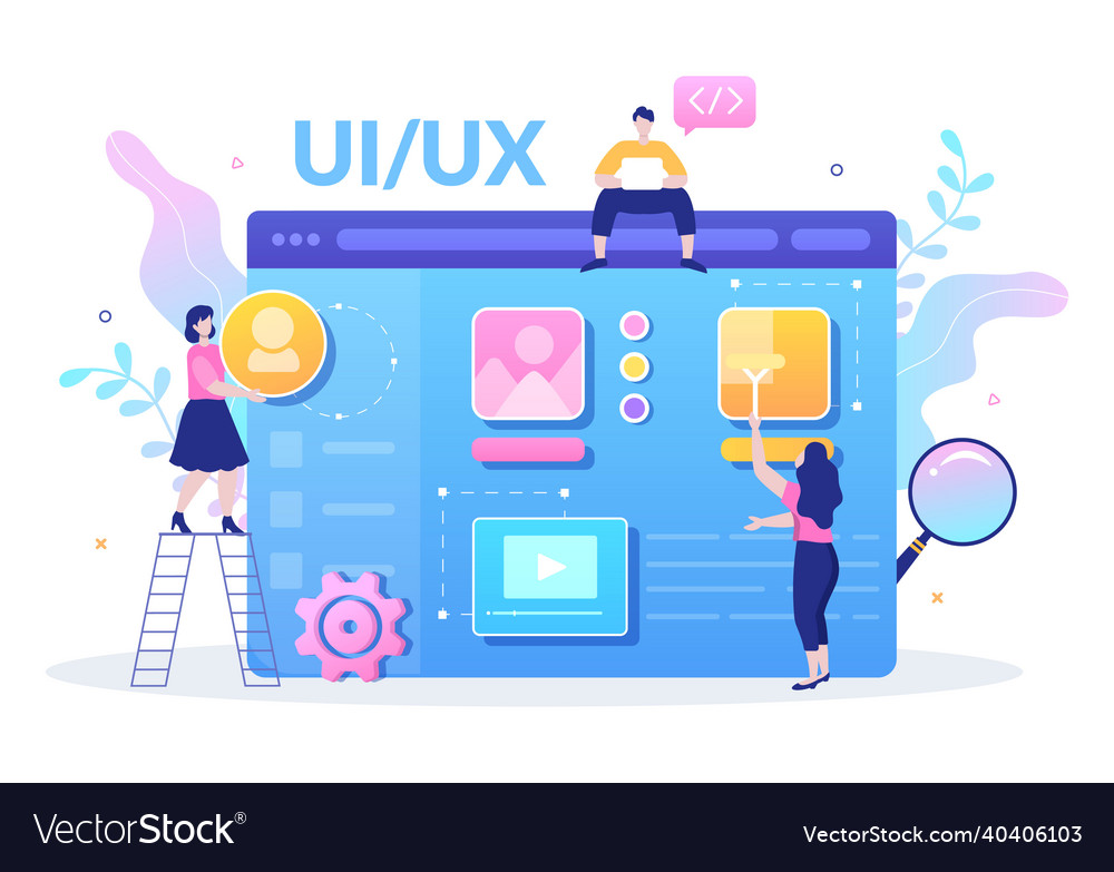 Ui ux Programmierer flaches Design für Unternehmen vector image Ui ux Programmierer flaches Design für Unternehmen