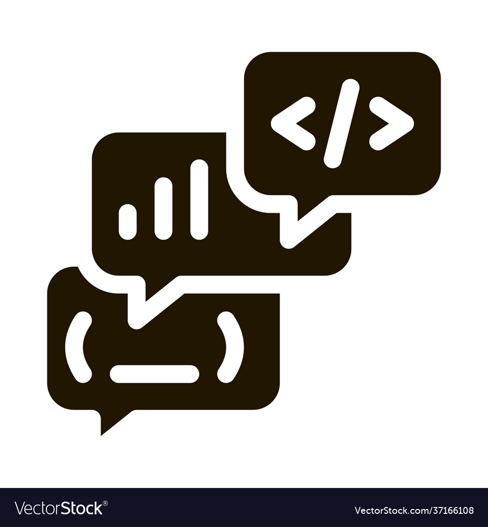 Codding operation programmer discussing icon vector image Codding operation programmer discussing icon