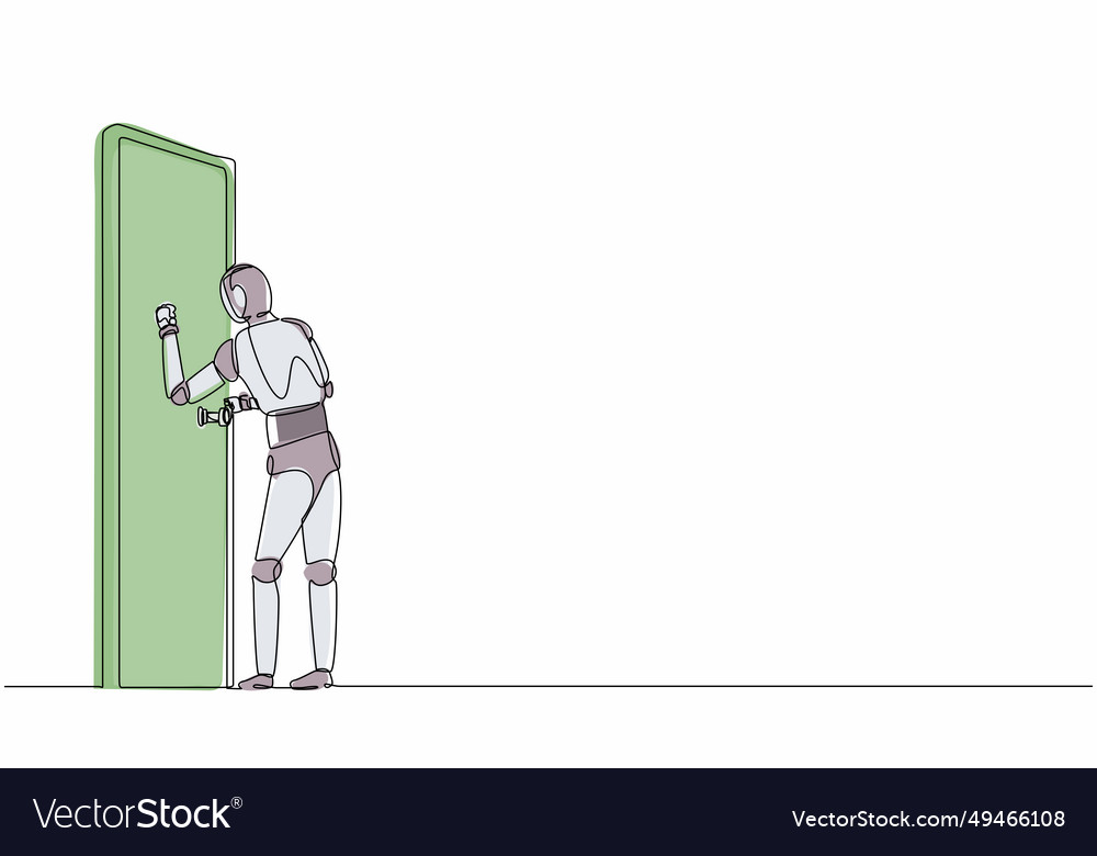 Continuous one line drawing robots standing