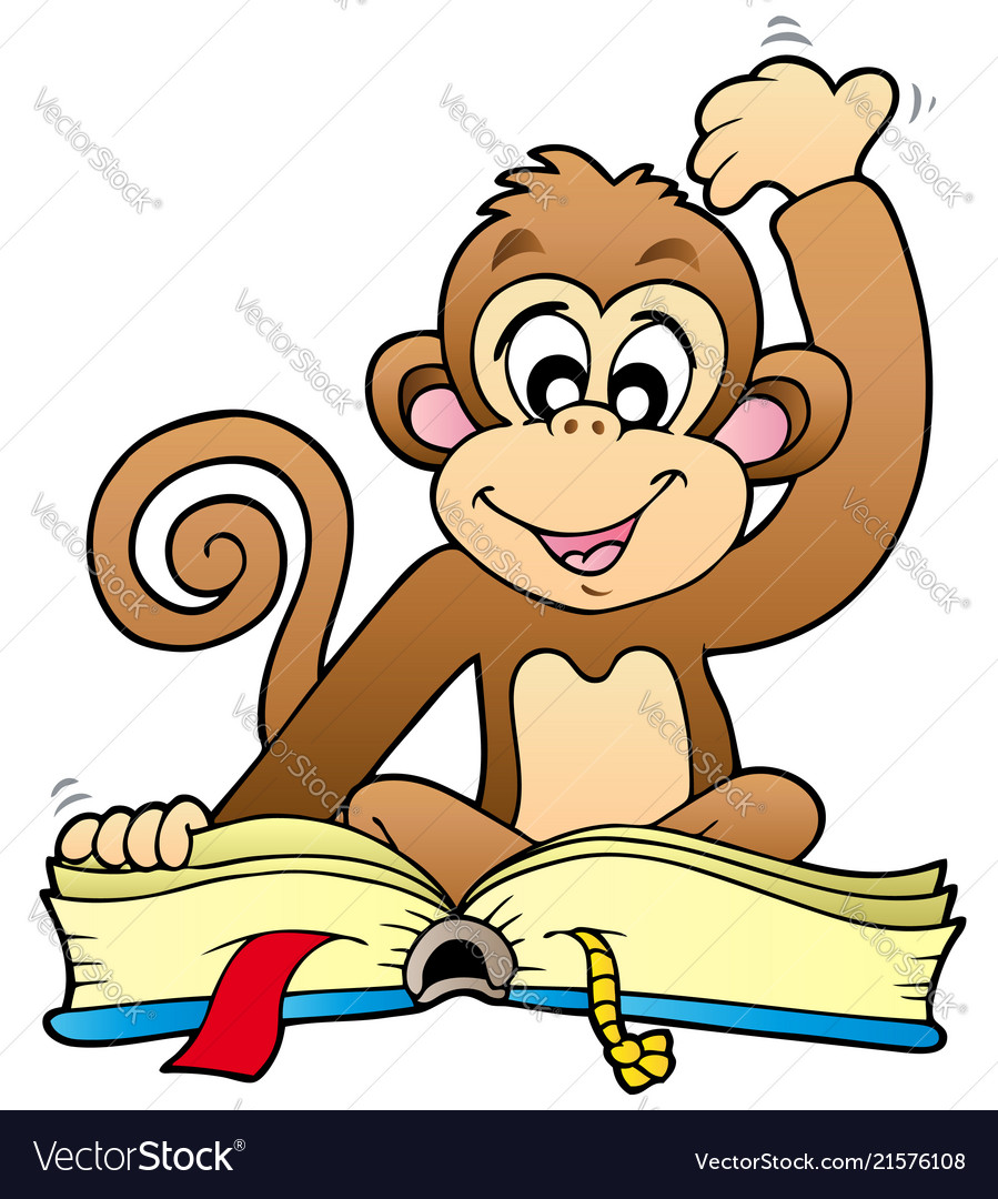 Cute monkey reading book