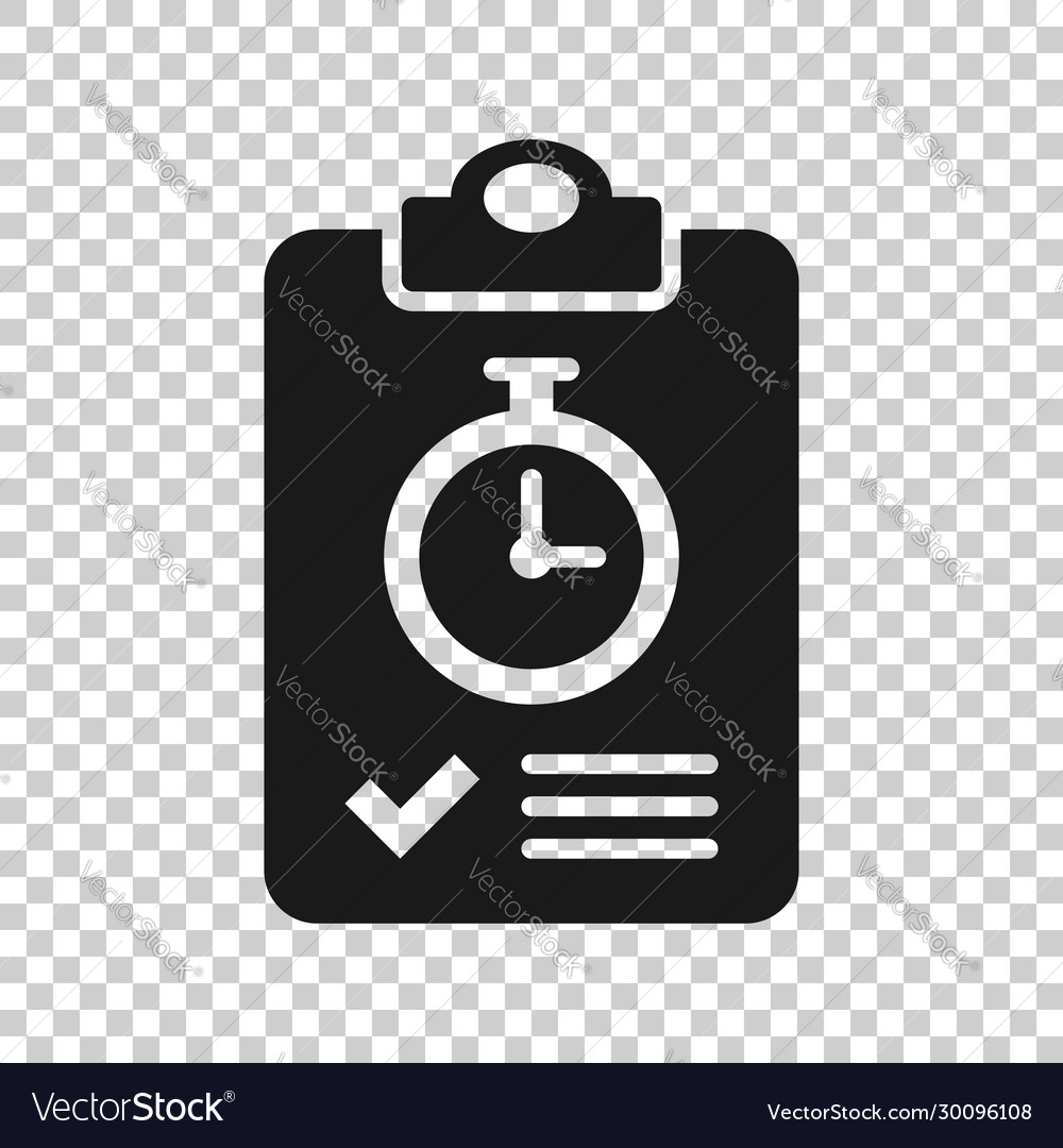 Document witch clock icon in flat style checklist