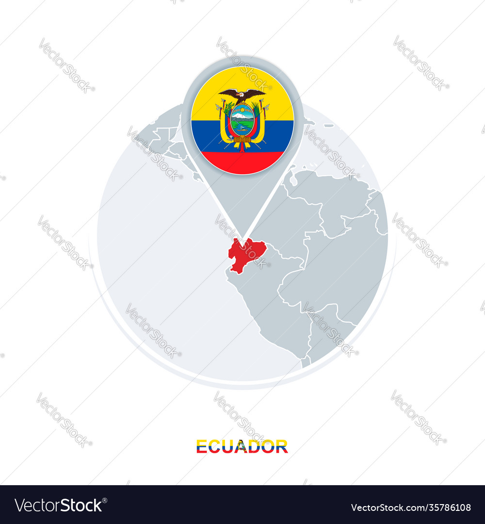 Ecuador map and flag icon with highlighted