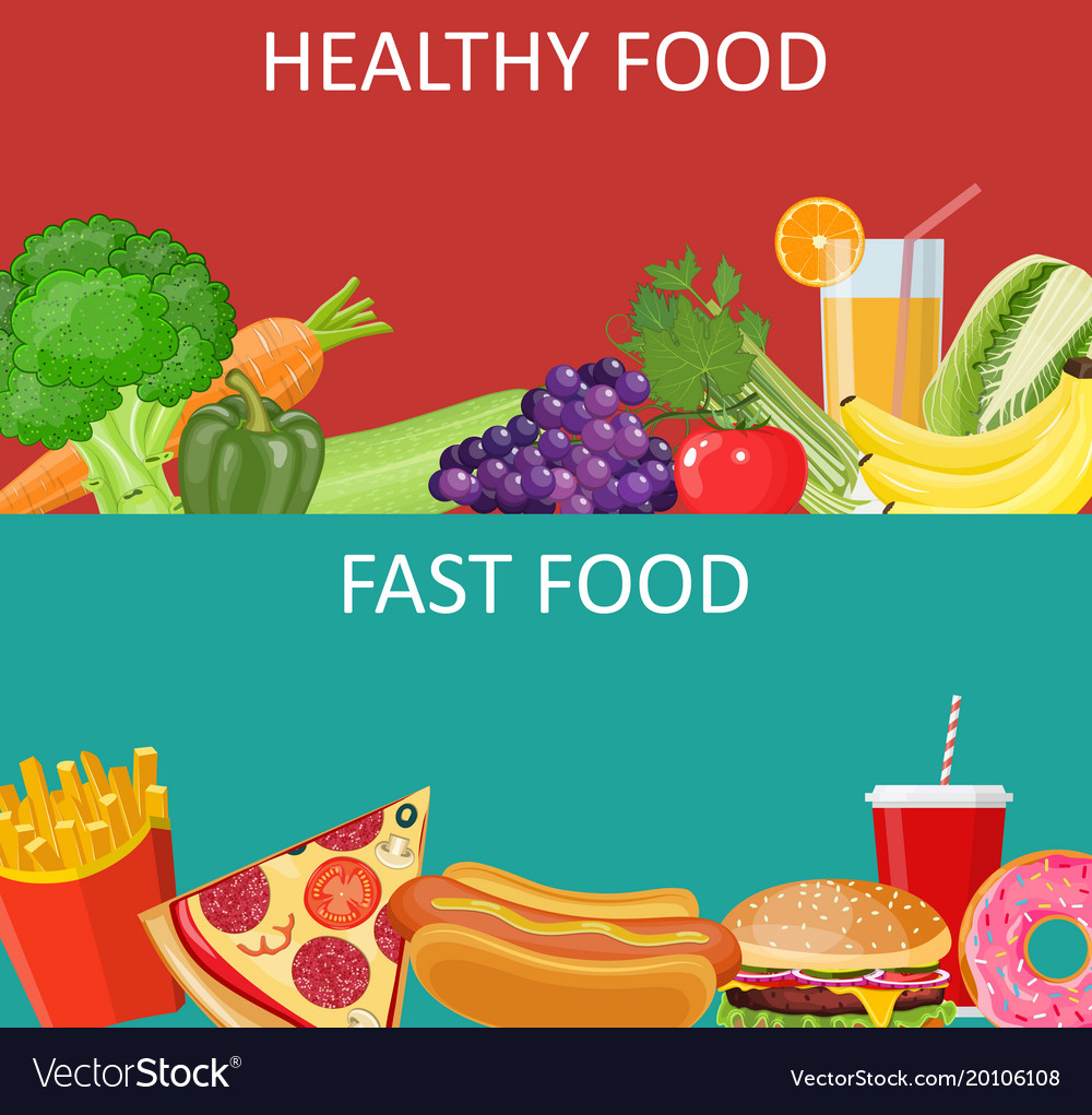 Healthy food and fast concept banner