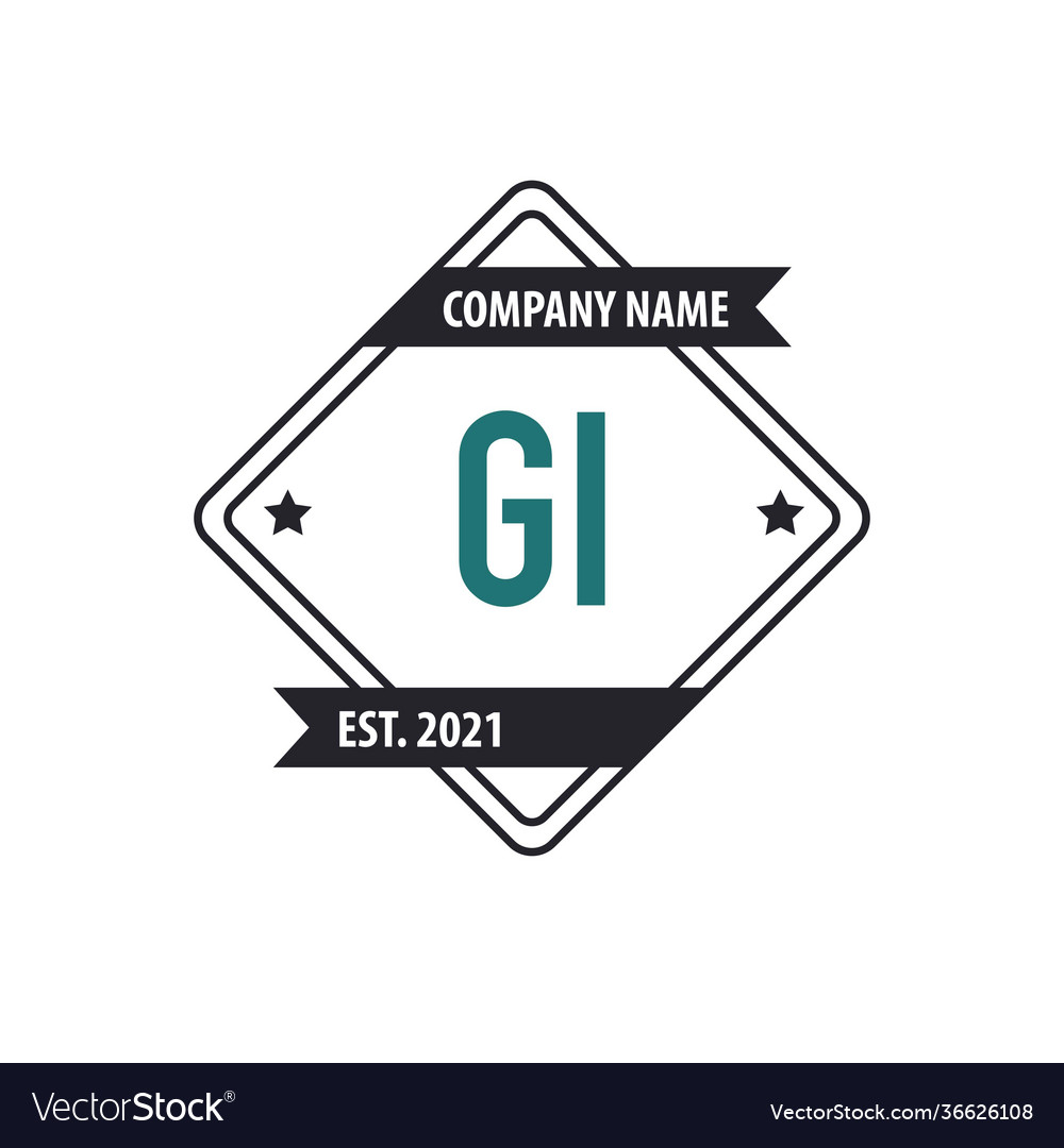 Initial letter gi rectangle design logo concept