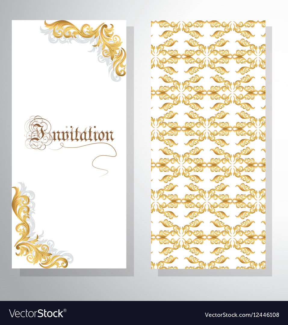 Invitation card with golden ornament