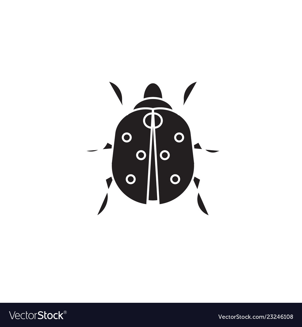 Ladybug black concept icon flat