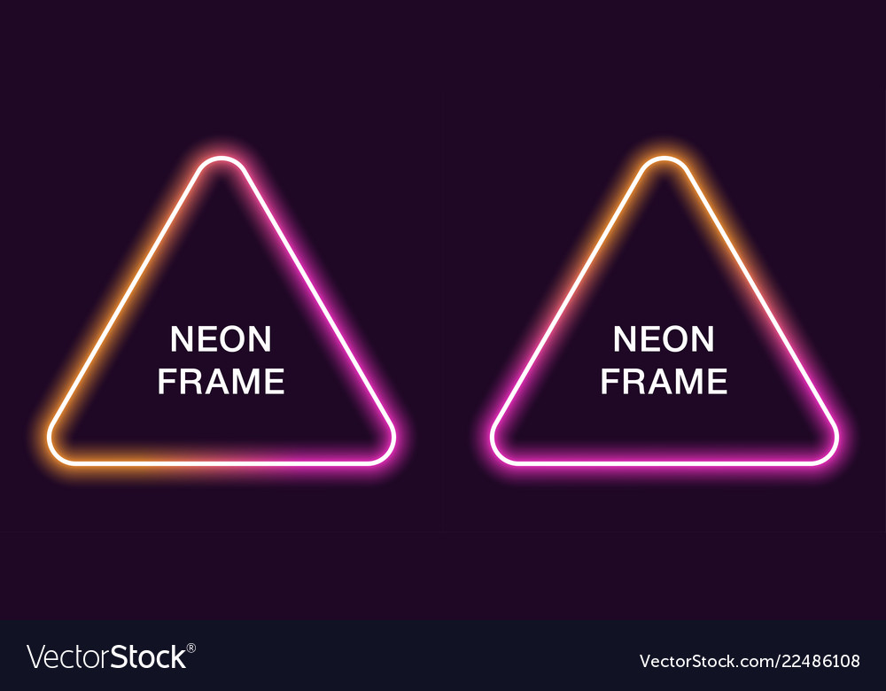 Neon frame in triangular shape template vector image Neon frame in triangular shape template