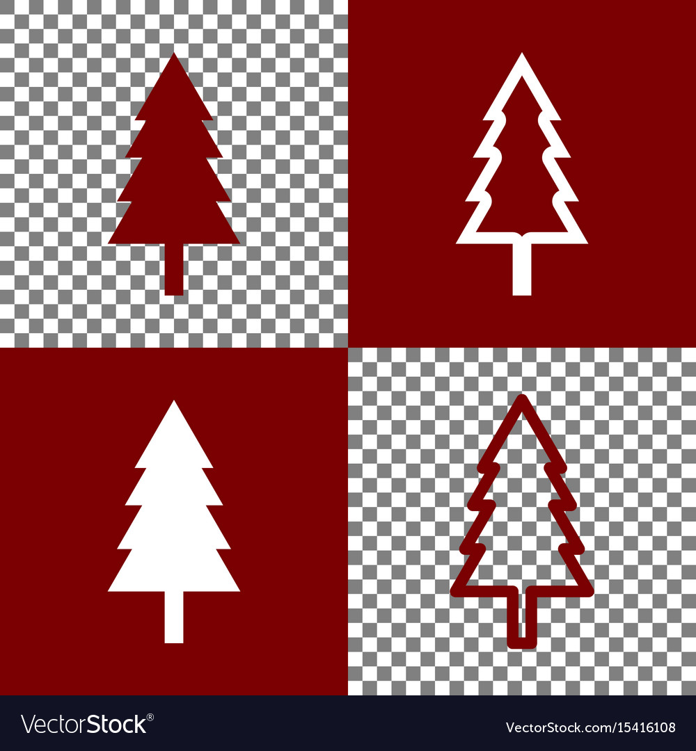 New year tree sign bordo and white icons